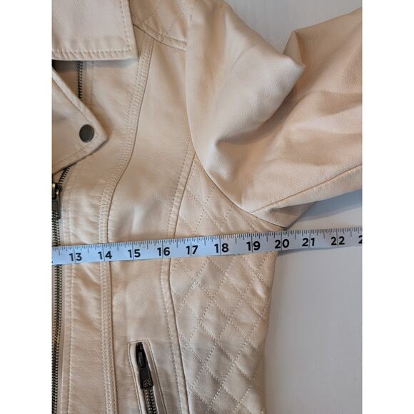 American Rag Jacket Womens L Pink Faux Leather Moto Full Zip Quilted Biker Style - Picture 10 of 15